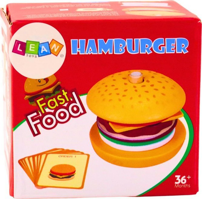 Lodër druri hamburger i palosshëm, 8 pjesë, me 10 receta, shumëngjyrëshe