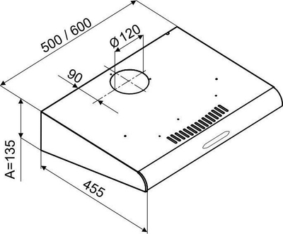 Oxhak kuzhine i fshehur MPM 61 PX 71, 50–60 cm, dalje ajri 120 mm, inox