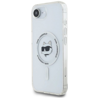 Заштитна маска за телефон Karl Lagerfeld IML Choupette Head за iPhone 16E 6.1", MagSafe, бела