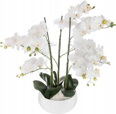 Bimë artificiale Atmosphera ORCHIDEE, 65 cm, vazo e bardhë