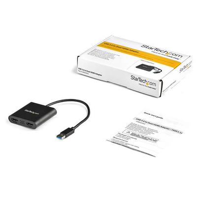 Adaptor USB 3.0 në 2x HDMI StarTech TAA, deri 4K, i zi