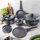 Set tenxheresh dhe tiganësh Klausberg KB-7658, 12 pjesë, veshje mermeri, i zi