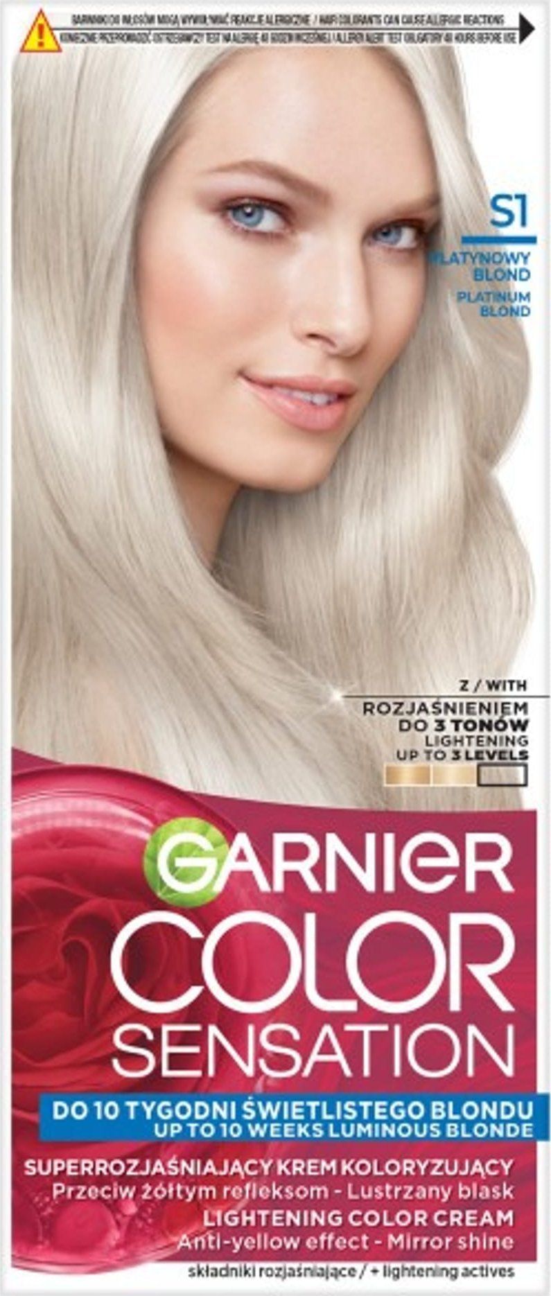 Krem ngjyrues flokësh Garnier Color Sensation S1, bionde platin, super zbardhues