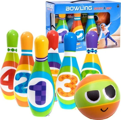 Set bowlingu Colorful ZA2211, 6 kuegla EVA, top i butë, shumëngjyrësh