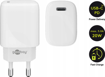 Karikues USB C Goobay GaN PD, 20W, Power Delivery 3.0, i bardhë