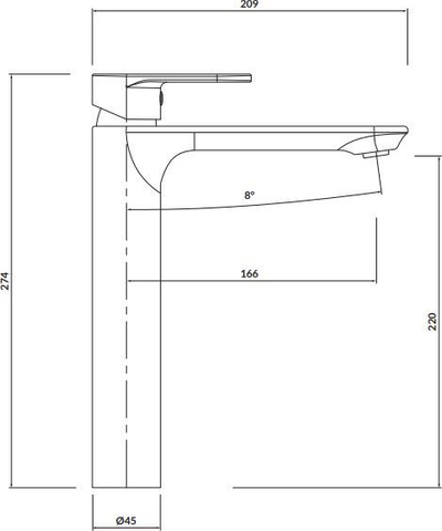 Rubinet lavamani Cersanit Crea S951-329, montim mbi lavaman, krom