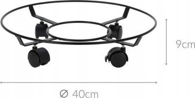 Bazë me rrota për vazo ProGarden metal, 40 cm, deri 50 kg, e zezë
