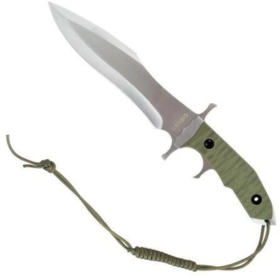 Thikë gjuetie Rambo Cinema Classic CC H5, me këllëf lëkure, çelik inox, argjend
