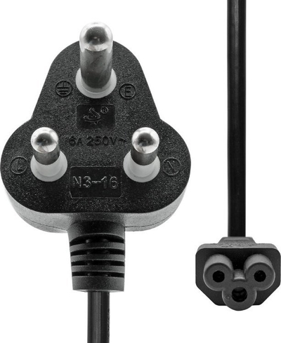 Kabllo rryme ProXtend Power Cord India këndore në C5, 2m, e zezë