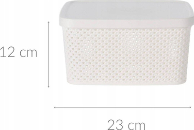 Kuti plastike për mbajtje, 3500 ml, 23x17x12 cm, e bardhë