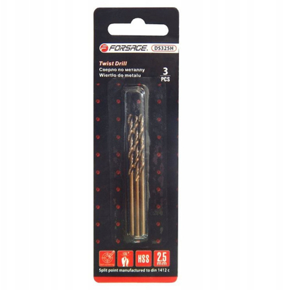 Set stërvilash për metal FORSAGE DS325H, 3 copë, 2.5mm, HSS+Co
