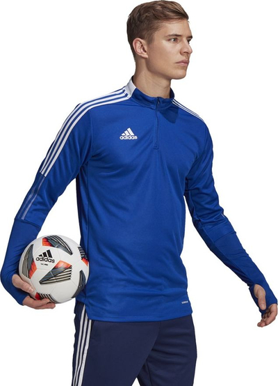 Bluzë stërvitje Adidas Tiro 21 Training Top M GH7302, me mëngë të gjata, me zinxhir deri në gjoks, blu