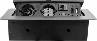 Panel tavoline Spacetronik, 2 prize Schuko, HDMI RJ45 USB, 1.5m, gri