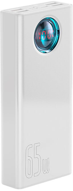 Powerbank me ekran dixhital Baseus Ambilight Overseas Edition, 30000mAh, QC, i zi + kabllo USB-C 100W, 1m, i bardhë