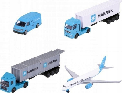 Lodër maketë Majorette Maersk Transport Vehicle, makinë mini, die cast, dizajn si t’ra, shumëngjyrëshe