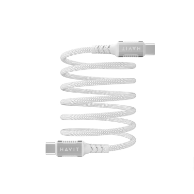 Kabllo USB C në USB C Havit CB6297, 60W, 1m, e bardhë