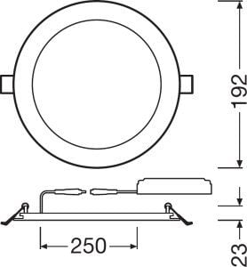 Panel ndriçimi LED LEDVANCE Downlight, 17W, 192mm, dritë e bardhë e ftohtë