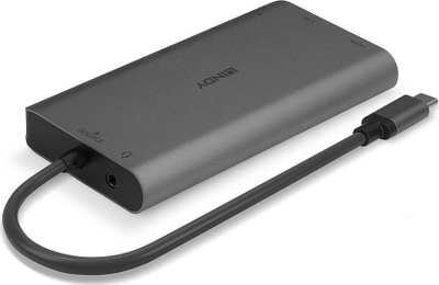 Dock USB C Lindy 43323, HDMI DP 4K, Power Delivery 100W, gri