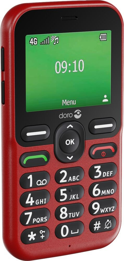 Telefoni Doro Leva E10, ekran 2.4", për të moshuar, i kuq