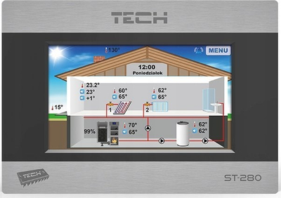 Termostat dhome Tech ST-280, ekran me prekje me ngjyra, komunikim RS