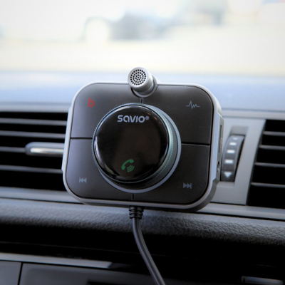 Transmetues FM për veturë Savio TR-14, Bluetooth 5.0, dy dalje të shpejta karikimi, i zi