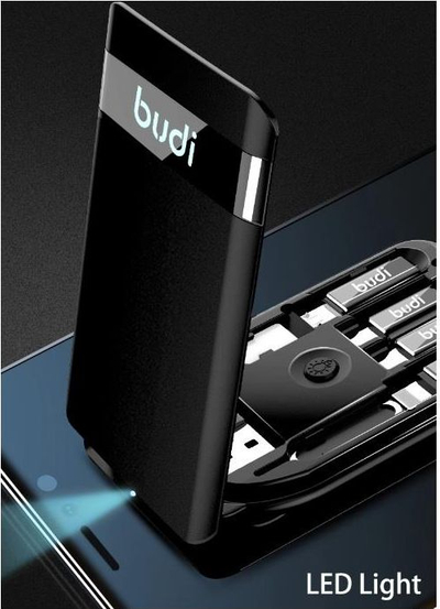 Set aksesorësh universal Budi DC515CB, multi-funksional, kabllo Type‑C në Type‑C, i zi