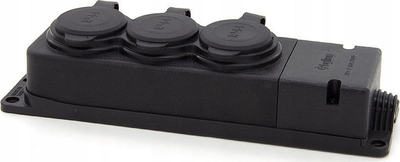 Prizë gome me kapak Emos, 16A 230V, 3x 2P+E, IP44, e zezë