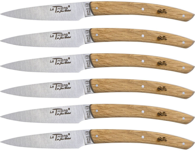 Set thikash steak Jean Dubost Le Thiers, 6 copë, doreza lis, argjend