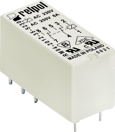 Transmetues Relpol Miniature RM84, 230 V, i bardhë