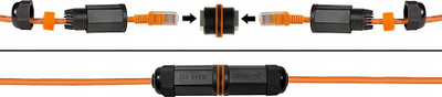 Konektor rrjeti LogiLink NP0081, 2x RJ45, IP67, ngjyrë e zezë