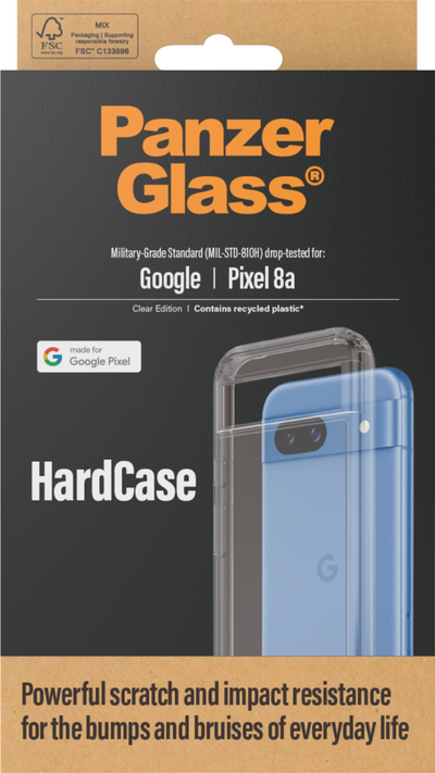 Kapotë PanzerGlass HardCase 1228 për Google Pixel 8a, mban goditjet, e përshtatshme për karikim wireless, transparente