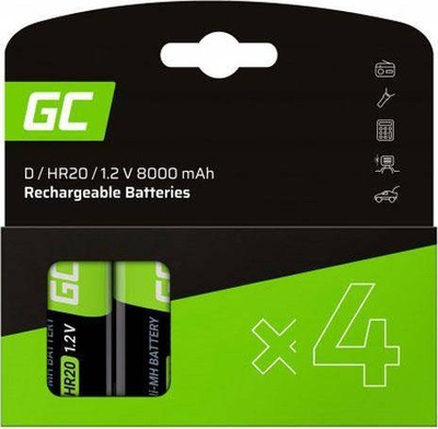 Bateri të rikarikueshme Green Cell HR20 D, 1.2V, 8000mAh, jeshile me të zezë