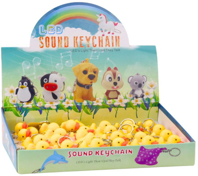Varëse çelësash LeanToys Duck, dritë LED, me tinguj, e verdhë