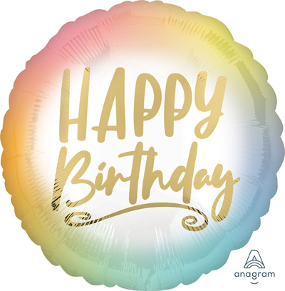 Balonë foli Anagram Happy Birthday, 17\", ombre, ari shumëngjyrësh