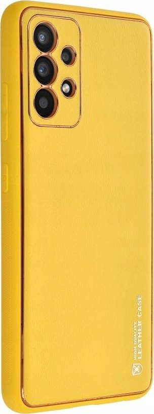 Futrollë Futera Leather Case për Samsung Galaxy A25 5G, lëkurë sintetike, mbrojtëse mbrapa, e verdhë