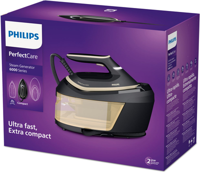 Stacion hekurosje me avull Philips PerfectCare 6000 PSG6064/80, OptimalTEMP, depozitë 1.8L, i zi