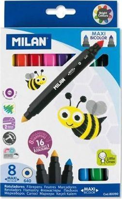 Markera me ngjyra Milan Kids Maxi Tip Bicolor, me bazë uji, set 8 copë
