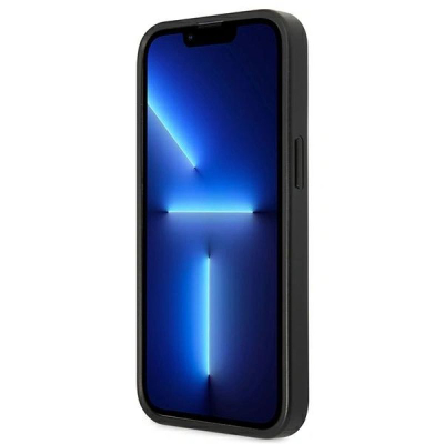 Çfutëse telefoni Guess GUHCP13LPSATPK për iPhone 13 Pro / 13 6.1", Saffiano, me xhep kartash, e zezë