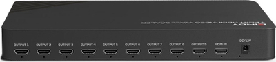 Skaler video wall HDMI Lindy 9 porta, hyrje 4K, dalje Full HD, ngjyrë e zezë