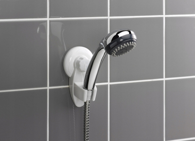 Држач за туш Douceur d’Intérieur, со вакуум чашка, пластика, сив