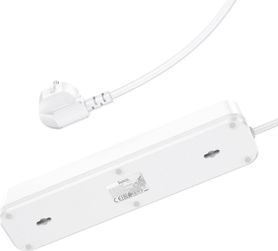 Продолжен приклучок Hoco Aura, 4 приклучни порти, 2x USB QC3.0 18W и Type C PD 20W, бел