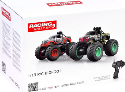 Makina lodër Monster Truck Big Foot RC0563 me telekomandë 2.4 GHz, shkallë 1:18, bardh e portokalli