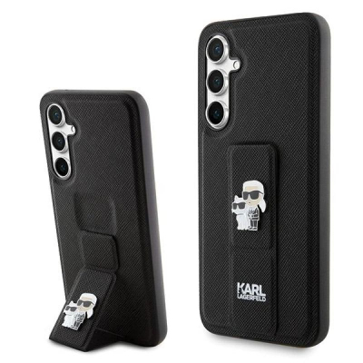 Kapak telefoni Karl Lagerfeld Saffiano Grip Stand për Samsung Galaxy S23 FE, me mbajtëse, i zi