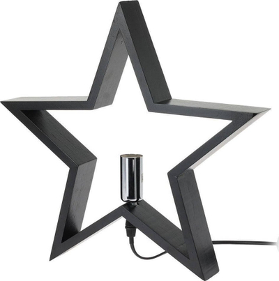 Llambë tavoline dekorative Black Star, dru, mbajtëse E14, e zezë