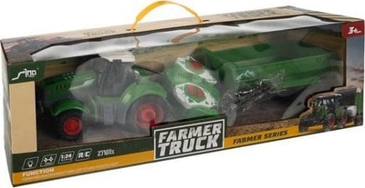 Lodër traktor me telekomandë Kruzzel Tractor 24850, me rimorkio, LED, i gjelbër