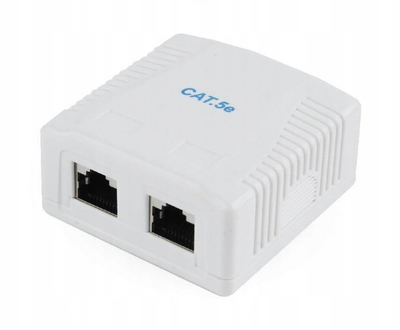 Prizë rrjeti Gembird NCAC-2U5E-01, 2x RJ45, Cat.5e, e bardhë