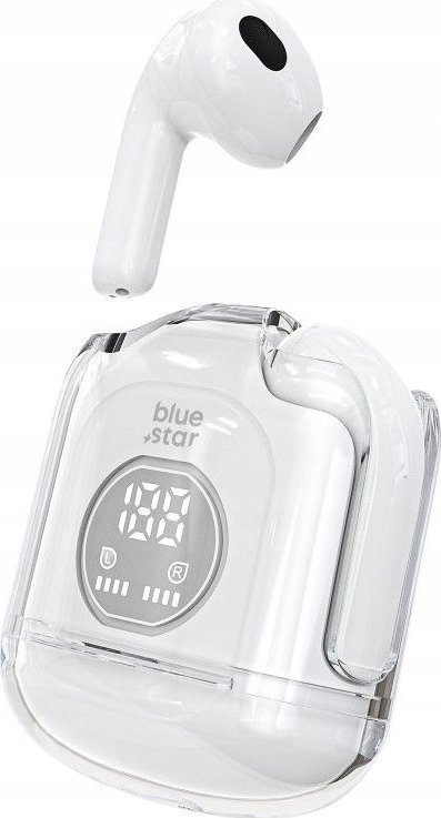Kufje Bluetooth Blue Star Transparency Fi22, TWS, me ekran baterie, të bardha