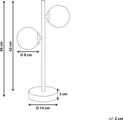 Lampë tavoline MEDINA metal, 46 cm, me 2 llampa, ngjyrë ari