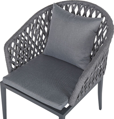 Set karrigesh kopshti Beliani LIPARI, metal, me jastëkë, gri