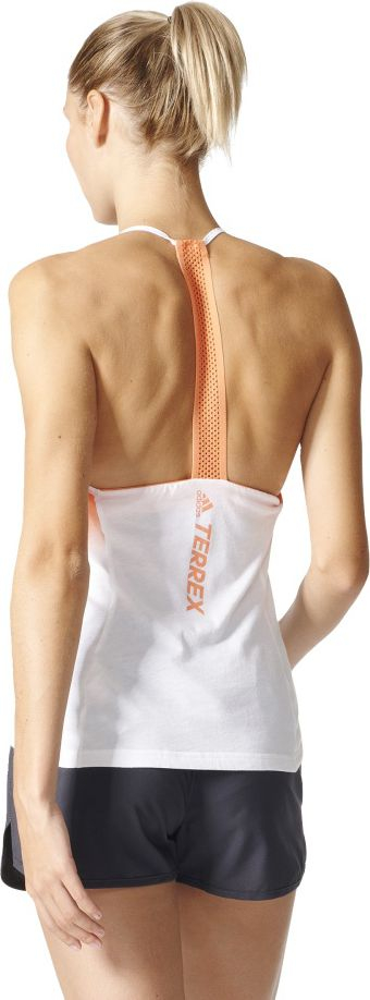 Bluzë sportive Adidas Terrex Felsblock, Climalite, për goca, e bardhë me portokalli